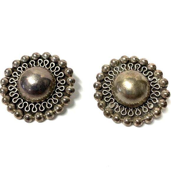 Vintage Taxco Sterling 925 Clip On Earrings - Picture 1 of 6